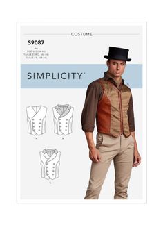 This great pattern will make costumes that are perfect for your next cosplay event, costume party, Instagram Videos, steampunk or comic book convention. Steampunk Gothic Victorian vests are super edgy, lined and boned with back lacing detail. Sure to turn heads whether (if) double breasted or with separating zipper front. Sure to turn heads whether (if) double breasted or with separating zipper front. Pattern is uncut and factory folded. Reminder: You are buying a sewing pattern - NOT a completed garment! All sewing patterns are NEW or As-New, unopened and unused, complete with instructions... but can have normal minor cosmetic imperfections to the envelope, such as folds, wrinkles & tears or signs of age. (Some writing on the outside) Stored with care in a smoke-free household. Victorian Vest, Corset Steampunk, Vest Sewing Pattern, Corset Vest, Costume Sewing Patterns, Steampunk Corset, Gothic Victorian, Costume Patterns, Mens Vests