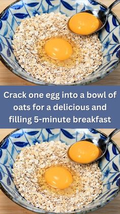 two bowls filled with oats and eggs