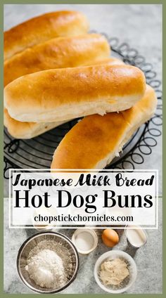 japanese milk bread hot dog buns on a cooling rack