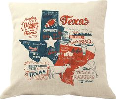 a pillow with the state of texas on it