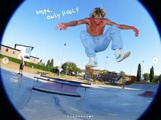 a man flying through the air while riding a skateboard