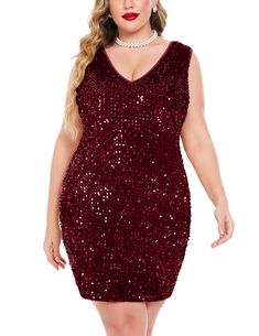 PRICES MAY VARY. 85% Polyester Imported Pull On closure Hand Wash Only Material----100% high quality sequin covered outside & soft lining for comfort. Not itchy!! Stretchy fabric are designed for plus size. Occasions----Sequins sparkle under the light, making you stand out of the crowd. Simple, versatile design makes this bodycon dress perfect for club dress, cocktail dress, night out dress, evening prom dress, flapper party dress, and most semi formal occasions, other special occasions. Feature Sequin Dress Plus Size, Plus Size Homecoming Dresses, Womens Sequin Dresses, Flapper Party, Chic And Curvy, Dress Night, Sequin Dresses, Mini Dress Fashion, Holiday Party Dresses