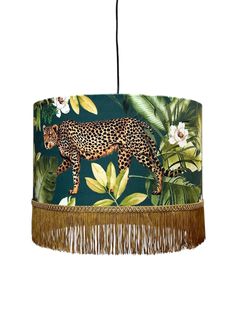 a lamp shade with a leopard on it