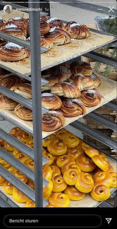 a bunch of doughnuts that are on some shelves