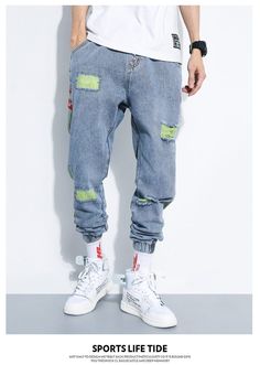 High Street Fashion Men Destroyed Hip Hop Ripped Jeans – Kidenhouse Men Jogger Jeans, High Street Fashion Men, Street Fashion Men, Ripped Jeans Men, Streetwear Jeans, High Street Fashion, Pant Trends, Mens Pants Fashion