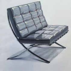 a drawing of a chair that has been drawn with colored pencils on white paper