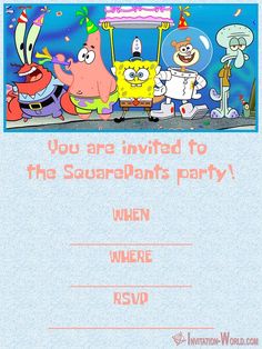 the spongebob party is shown in this cartoon birthday card for someone who wants to be