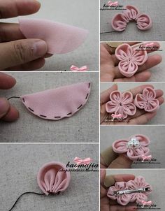 instructions to make an adorable pink flower hair clip