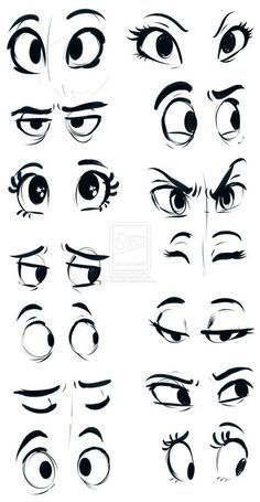 an image of various eyes with different shapes and sizes on them, all drawn in black ink