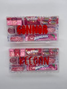 two plastic containers filled with gummy candies