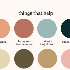 the color palettes for different things that help