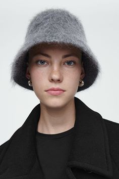 MOHAIR BUCKET HAT - GRAY - Accessories - COS Mohair Bucket Hat, Black Bucket Hats, Brown Bucket Hat, Straw Visor, Bucket Hat White, Gray Accessories, Bucket Hat Women, Rancher Hat, Black Bucket