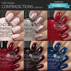 CND Shellac Contradictions Collection Swatches | Chickettes | Bloglovin’ Cnd Shellac Colors Winter, Shellac Nails Fall, Gel Nail Colors