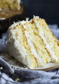 a close up of a slice of cake on a plate