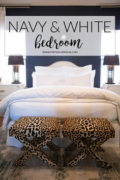 Our Navy & White Bedroom The Teacher Diva a Dallas Fashion Blog Navy Bedroom Accent Wall, Curio Shelves, Navy Blue Bedroom Decor, Dark Academia Room Decor, Navy Bedroom, Bedroom Paint Colors Master, Navy Bedrooms, Dark Blue Bedrooms, Academia Room