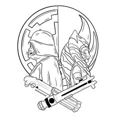 the lego ninja coloring page is shown in black and white, with an image of two characters