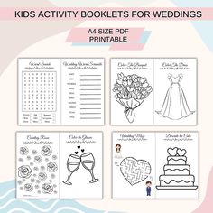 👧👦 Kids Wedding Activity Booklet | Printable Wedding Coloring Book | Wedding Entertainment Pack 9 Pages of Fun Activities | A4 Size PDF | Instant Download 🎨 KEEP THE LITTLE ONES ENTERTAINED during wedding celebrations with this elegant activity booklet! 📋 WHAT'S INCLUDED: 9 Pages of Wedding-Themed Activities: Word Search with Wedding Terms Wedding Word Scramble Coloring Pages (Dress, Bouquet, Cake, Rings, Car, etc.) Wedding Maze in Heart Shape Counting Roses Activity Spot the Differences I Spy Wedding Items Tic Tac Toe Games Draw the Bride and Groom Make and Match Wedding Items ✨ FEATURES: Elegant Black & White Design Wedding-Themed Illustrations Easy-to-Print A4 Format Child-Friendly Activities Personalization Space for Names Beautiful Wreath Details Clean, Modern Typography 👍 PERFEC Kids Entertainment Wedding, Coloring Book Wedding, Wedding Word Scramble, Wedding Guest Activities, Wedding Coloring Book, Spy Wedding, Cake Rings, Kids Table Wedding, Kids Activity Book