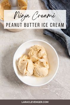 a bowl filled with peanut butter ice cream