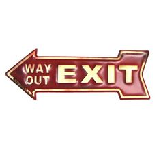 an arrow sign that says way out exit