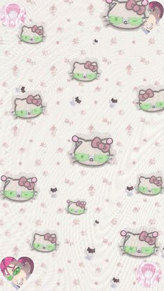 an image of hello kitty wallpaper in pink and green