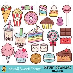 kawait sweet treats digital clipart