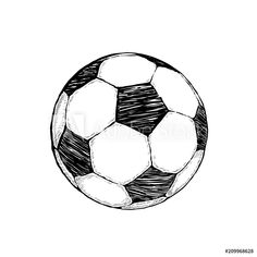 a black and white drawing of a soccer ball