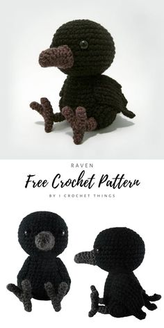 two crocheted stuffed animals sitting next to each other with the words free crochet pattern