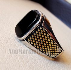 cushion rectangular black onyx agate aqeeq man ring sterling silver 925 natural semi precious stone gem all sizes jewelry fast shipping Risk free Quality guarantee policy : If you are not satisfied with your item for any reason simply send it to us and you will get a replacement or refund . please write or choose your size with the order and we will size it for you . Our ring is handcrafted mostly with a few simple tools . but some methods are used in casting like lost wax method . sterling silv Rectangular Onyx Rings For Gift, Rectangular Onyx Rings For Gifts, Rectangular Onyx Signet Ring Gift, Luxury Rectangular Onyx Jewelry, Silver Rectangular Onyx Jewelry, Silver Onyx Rectangular Jewelry, Rectangular Onyx Gemstone Jewelry, Rectangular Silver Onyx Jewelry, Handmade Onyx Jewelry