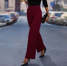 Msrp $78 Ady P Maroon Nwt Xl Wide Leg Sweater Pants Wideleg Pants Outfit, Elegant Purple Ankle-length Pants, Elegant Purple Pants For Fall, Maroon Pants Outfit, Dressy Pants Outfits, Black Fall Outfits, Maroon Pants, Loose Pants Outfit, Dress Pants Outfits