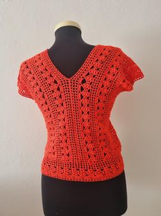 V-neck Crochet Tops For Spring, Red Bohemian Crochet Top For Spring, Casual Red Crochet Top For Festival, Fitted V-neck Crochet Top For Festival, Spring Crochet V-neck Top, Orange V-neck Top For Festivals, Crochet Lace V-neck Top, Red Crochet Lace Casual Top, Red Crochet Bohemian Top