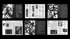 an article spread with black and white images on the front, back and inside pages