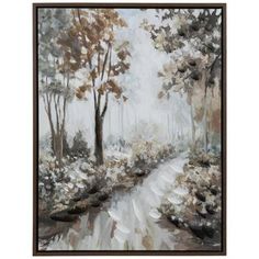 a painting with trees and water in it