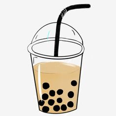 a drawing of a drink with a straw sticking out of the top and dots on the bottom