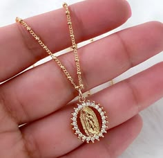 Virgen de Guadalupe Necklace MATERIAL AND SIZE Cubic zirconia  18k gold filled chain Pendant size: 2cm If you have questions about the product, feel free to reach me out. Don't forget to check out my other items in the store: Https://www.etsy.com/shop/nyahwithlove Scapular Necklace, Guadalupe Necklace, Dope Jewelry Accessories, Catholic Necklace, Mary Necklace, Virgin Mary Necklace, Mexican Jewelry, Catholic Jewelry, Jewelry Accessories Ideas