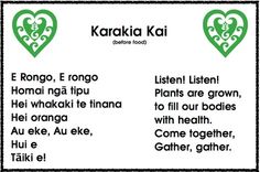 two green hearts with the words karaka kai written on them in black and white