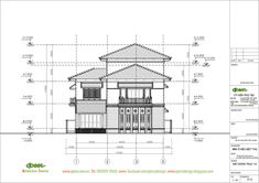 an architectural drawing shows the front and side view of a house, with measurements for each section