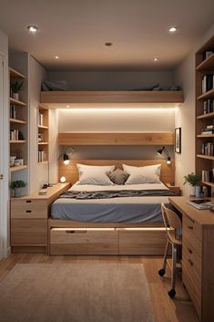 Bedroom Ideas to Inspire: Elegant Designs, Cozy Textures & Relaxing Ambiance ✨🛋️ #BedroomGoals #InteriorInspo Tiny Bedroom Ideas, Small Room Layouts, Small Room Interior, Daybed With Storage, Minimalist Bedroom Design, Small Space Solutions, Tiny Bedroom, Bedroom Layouts, Small Room Bedroom