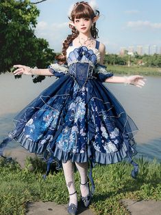 ❤Deep Jellyfish Elegant Suspended Dress Set❤︎ Jellyfish Dress, Dream Daughter, Sea Outfit, Lolita Outfits, Dress Homecoming, J Fashion, Dress Set, Deep Sea, Atlantis