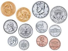 You'll find tons of uses for these giant, realistic coins�from bulletin boards to math lessons! You get 36 accents, 3 of each side of a penny, dime, nickel, quarter, half-dollar and dollar. Half-dollar measures 6 1/2" in diameter. Fake Money Printable, Teaching Coins, Pigeon Books, Teacher Magazine, Kindness Projects, Valuable Pennies, I Want Money, Money Printables, Create A Comic