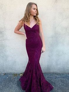 Silhouette:?Mermaid Waist: Natural Sleeve Length: Sleeveless Fabric:?Lace Shown Color:?Purple Built-In Bra: Yes Dresses For Event, Glitter Long Dress, Pretty Prom Dress, Prom Dresses Backless, Purple Prom Dresses, Senior Prom Dress, Dresses Event, Mermaid Purple, Evening Formal Dresses