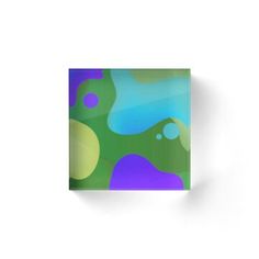 an abstract painting in green and purple acrylic