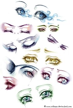 the different types of eyes are shown in this drawing