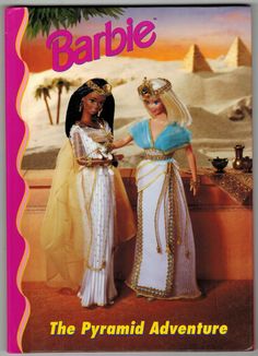 barbie the pyramid adventure book cover with two women dressed in egyptian garb and headdress