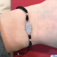 Very Cute Small Hand Of Fatima In Sterling Silver 925/00 With Cz. Color: Black And Silver Adjustable Size New Never Used Nabi Bracelet, Hand Of Fatima, Small Hands, Black And Silver, Womens Jewelry Bracelets, Silver 925, Black Silver, 925 Sterling Silver, Women Jewelry