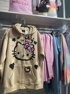 Y2k Hello Kitty Clothes, Cute Hello Kitty Clothes, Hello Kitty Clothes Aesthetic, Outfit Ideas Hello Kitty, Sanrio Aesthetic Outfits, Hello Kitty Outfit Aesthetic, Sanrio Clothing, Hello Kitty Hoodie