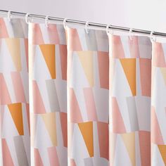 a curtain with geometric shapes on it