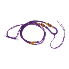 a purple lanyard with two yellow handles