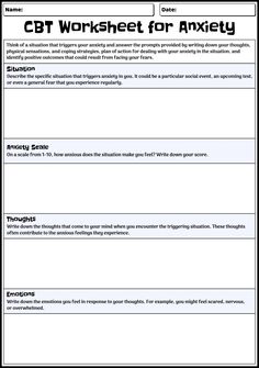 Cognitive Behavioral Therapy Worksheets Cbt Exercises, Therapy Sheets, Healing Prompts, Cognitive Distortions Worksheet, Family Therapy Activities, Thinking Patterns