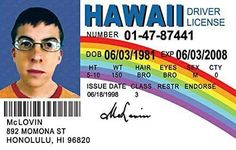 a driver's id card with a rainbow in the background