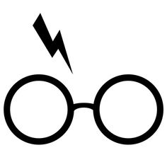 harry potter's glasses with lightning bolt in the center and black outline on white background